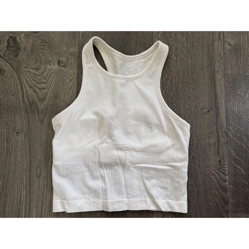 Lululemon Ebb to Street Cropped Racerback Tank Top White 4
